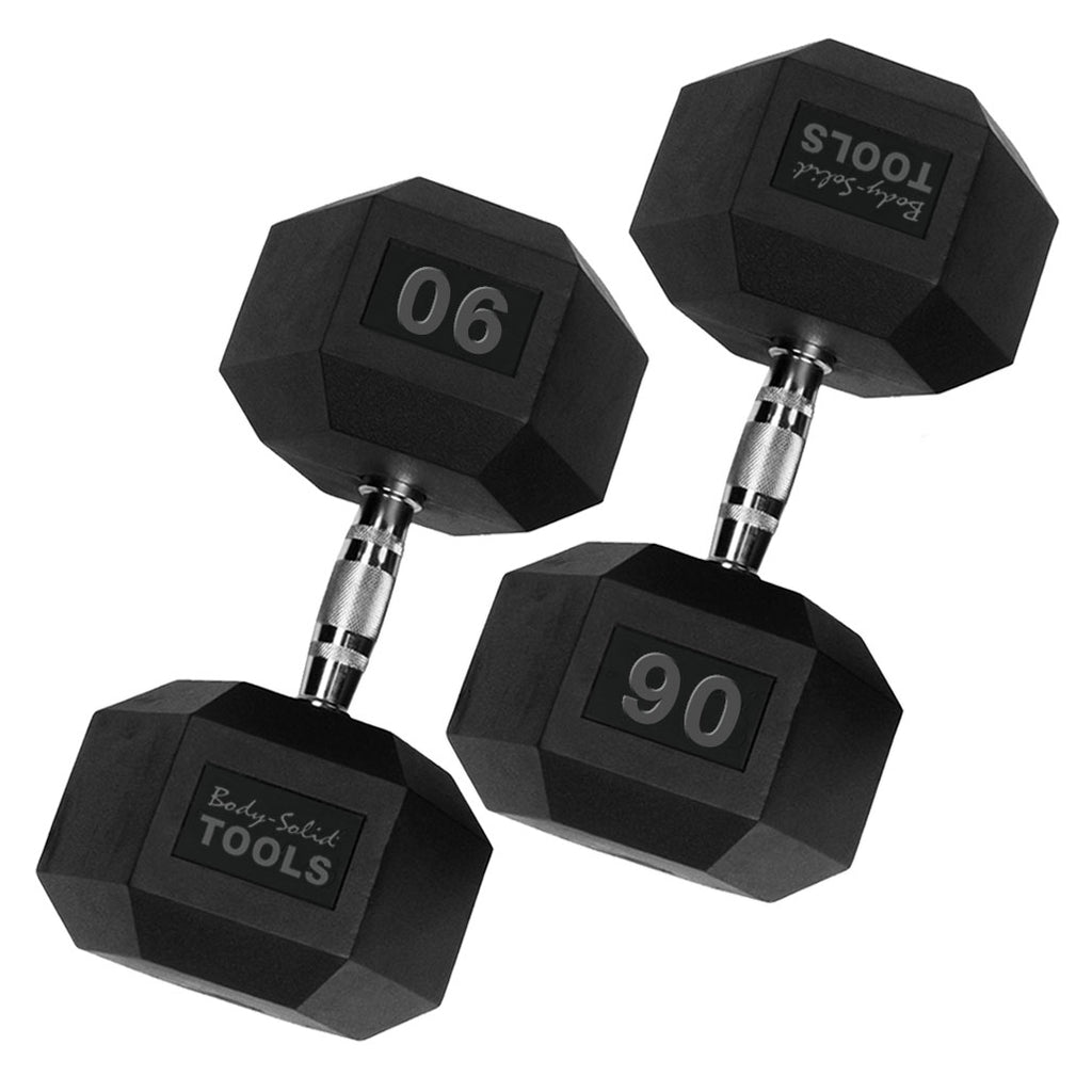 Body-Solid SDRS900 Rubber Hex Dumbbell 80-100lb pairs, view 5