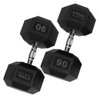 Body-Solid SDRS900 Rubber Hex Dumbbell 80-100lb pairs, view 5